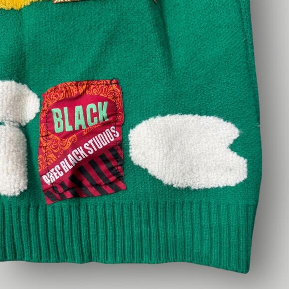 MCC Home MC Studios Smiley Face Green Knit Sweater M-L - Picture 3 of 12